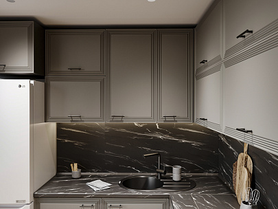 Кухня Угловая Модерн Высокая 240х200 Мат Темно-серый 