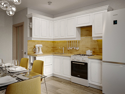 Кухня Угловая Нова 250x130 Белое дерево