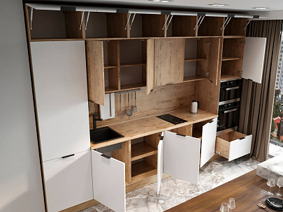 Кухня Модерн под Потолок 360 Белая